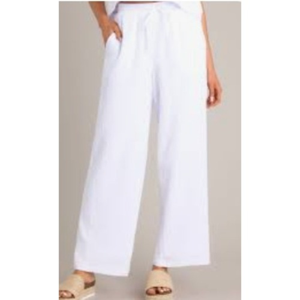 Z Supply White Double Linedโ Gauze Cotton Wide Leg Drawstring Pants Beach Boho